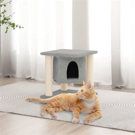 QUT Arbre à chat avec griffoirs en sisal Gris clair 37 cm 98666