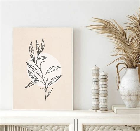 Botanical Prints Neutral Wall Decor Leaf Art Prints Set Of Etsy