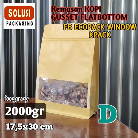 Jual FLAT BOTTOM FB ECOPACK Window 2Kg KPACK Kemasan Kopi Kertas Coffee