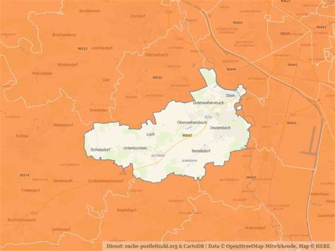 90547 Stein Mittelfranken mit PLZ Karte und Straßenverzeichnis