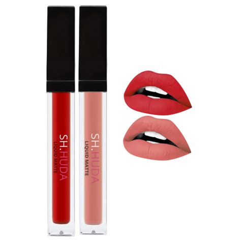 SH HUDA BEAUTY Liquid Matte Lipsticks Set Of 2 Red And Nude Edition