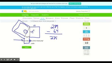 Ixl Pythagorean Theorem Find The Missing Leg Length Th Grade Math