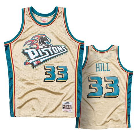 Grant Hill 33 Detroit Pistons 1997 Mitchell Ness Gold Swingman Jersey