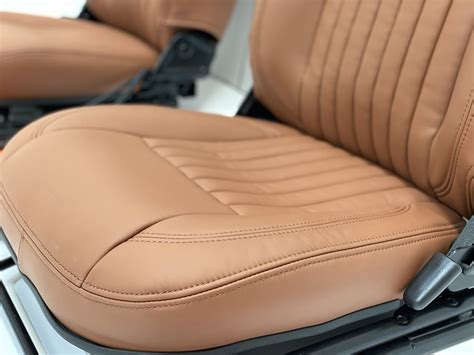 Tan Fluted Leather Heated Tdci Puma Front Seats Fit Land Rover Defender