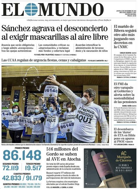 Portada Del Diario El Mundo Del Día 23122021 News Europa