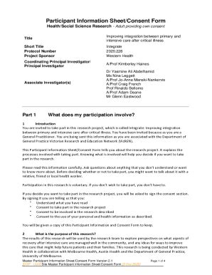 Fillable Online Participant Information Sheet Consent Form