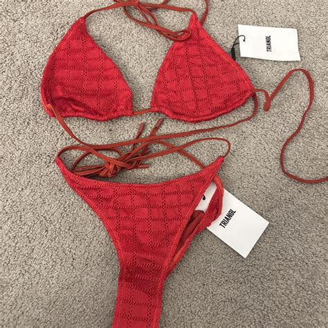 Triangl Red Bikini Set Top Is A Large Bottoms Are Depop