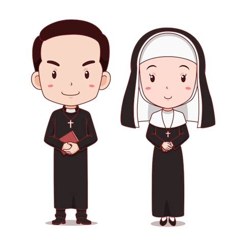 Premium Vector | Cartoon character of catholic priest and nun.