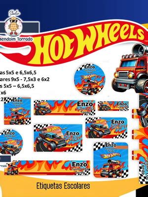 Arquivo Digital Etiquetas Escolares Hot Wheels Png Pdf Compre Produtos Personalizados No Elo