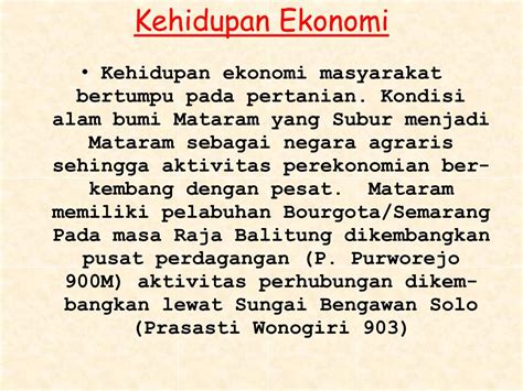 Kehidupan Ekonomi Kerajaan Mataram Kuno Sinau