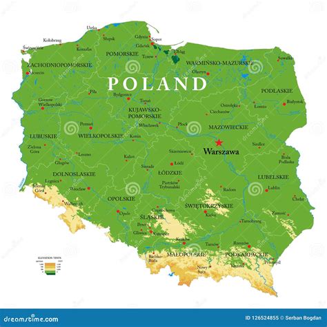 Polska reliefowa mapa ilustracja wektor Ilustracja złożonej z polska