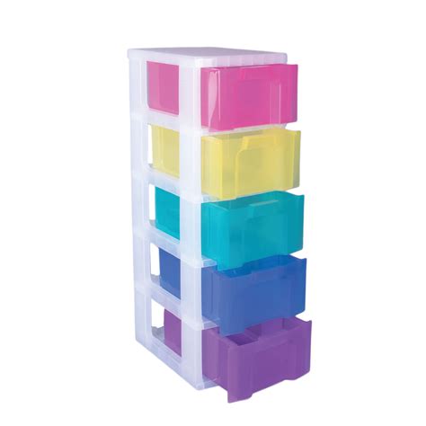 Really Useful Storage Tower With 5 Drawers Multicoloured Dt1 9214