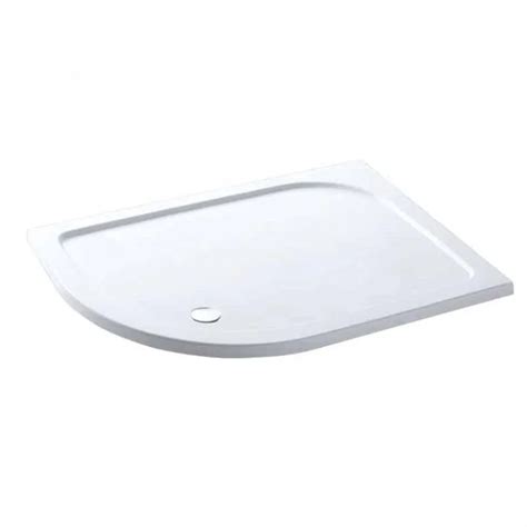 Volente Left Hand Offset Quadrant Abs Stone Resin Tray White Bathroom