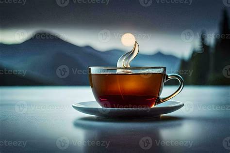 the moonlight on the mountains, tea, cup, hd wallpaper. AI-Generated ...