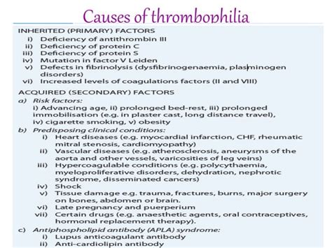 Hemodynamic Disorders Thromboembolic Disease Shock Hypercoagulable