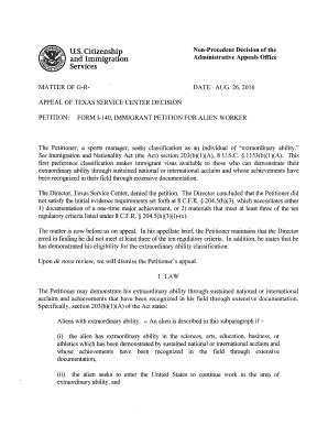 Fillable Online Uscis PETITION FORM I 140 IMMIGRANT PETITION FOR