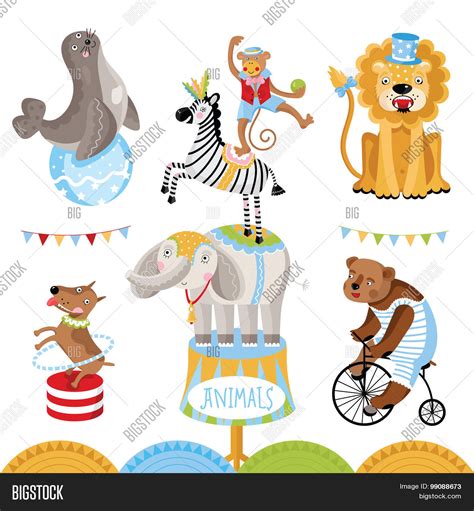 Cute Circus Animals Vector & Photo (Free Trial) | Bigstock