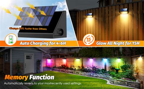 Amiluo Pack Solar Lights Outdoor Warm White Rgb Lock Mode Solar