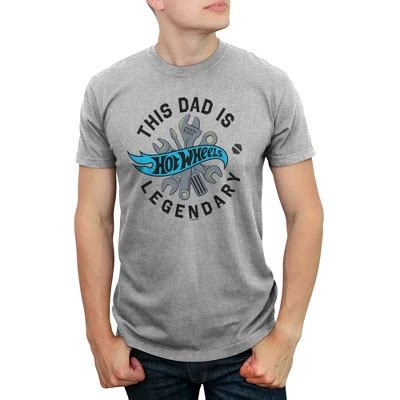 Men S Hot Wheels This Dad Is Legendary T Shirt Athletic Heather Large Target