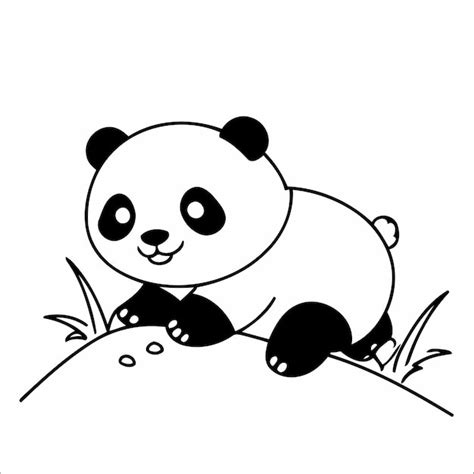 Página para colorir de panda rolando colina abaixo para crianças