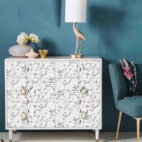 Modern Floral Wallpaper Peel And Stick Removable Cabinet Etsy