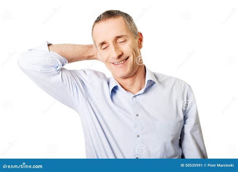 Portrait Of A Mature Man Suffering From Neck Pain Stock Image Image