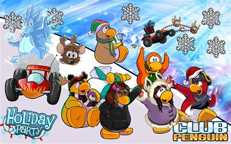 Download Club Penguin For Christmas Party Invitation Wallpaper