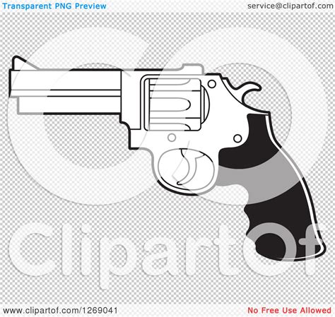 Clipart of a Black and White Pistol Gun - Royalty Free Vector ...