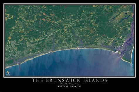 The Brunswick Islands North Carolina Satellite Poster Map | Holden ...