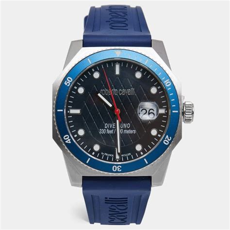 Roberto Cavalli By Franck Muller Blue Stainless Steel Rubber Diver Uno