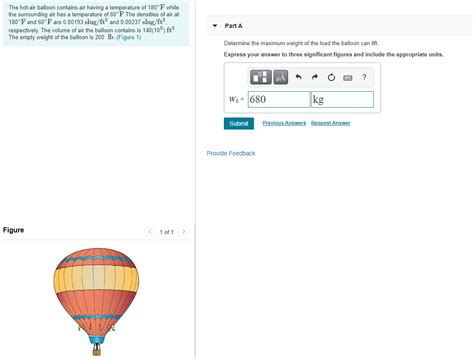 Solved The Hot Air Balloon Contains Air Having A Temperature Chegg