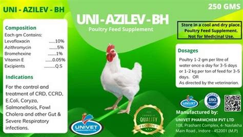 Uni Azilev Bh Azithromycin Levofloxacin Bromhexine Poultry