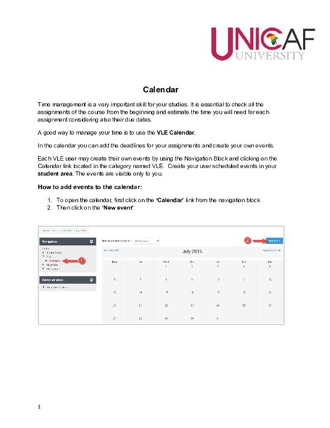 (PDF) How to use the VLE calendar | Isay Naidoo - Academia.edu