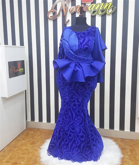 Peplum Lace Asoebi Skirt Blouse For Wedding Guests Designs