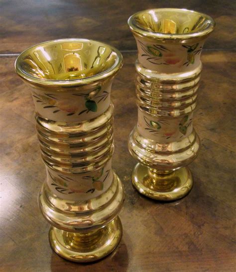 Pair Of Antique Victorian Gold Mercury Glass Vases From Ewantiques On Ruby Lane