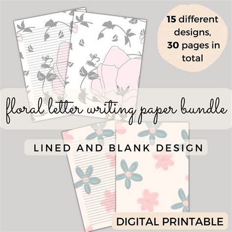 Letter Writing Paper 30 Pages Bundle Digital Printable Etsy In 2022