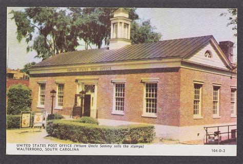 United States Post Office Walterboro Sc Postcard 1950s