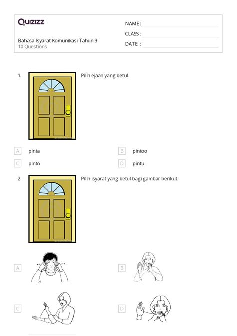 Lembar Kerja Bahasa Isyarat Amerika Untuk Kelas Di Quizizz