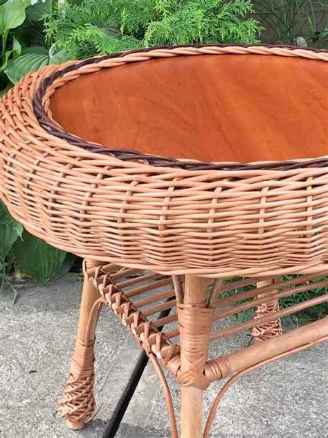 Boho Rattan Coffee Table Round Coffee Table Wicker Side Table Wicker Coffee Table Handmade