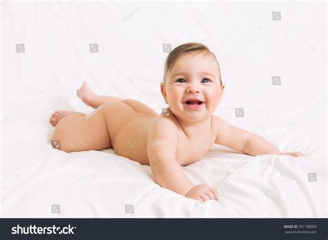 Naked Surprised Baby Girl Lying On Stock Photo Shutterstock