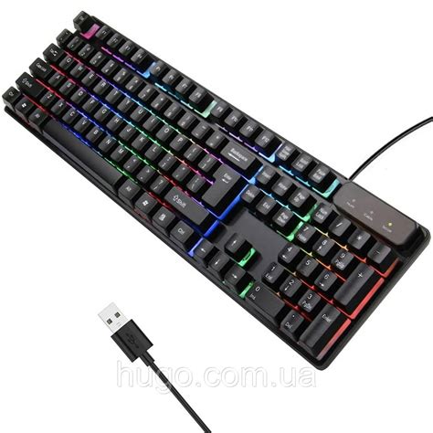 Клавиатура игровая с RGB подсветкой от USB, KR 6300 / Светящаяся ...