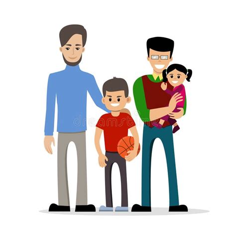 Pares gay con los niños ilustración del vector Ilustración de felicidad 97691309