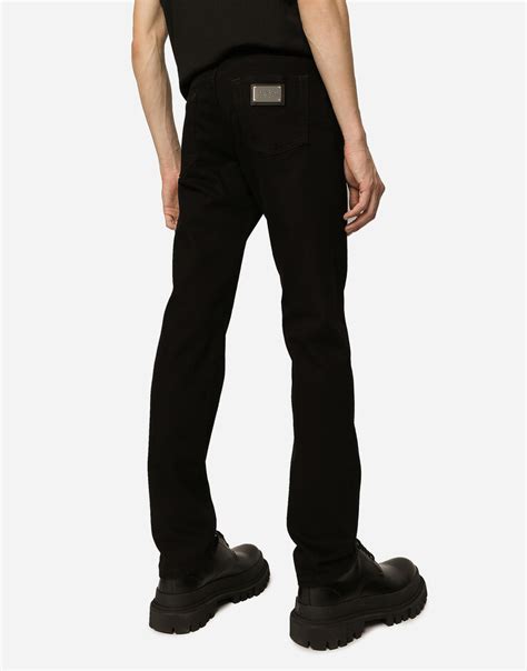 Black Wash Slim Fit Stretch Jeans In Multicolor For Men Dolceandgabbana® Us