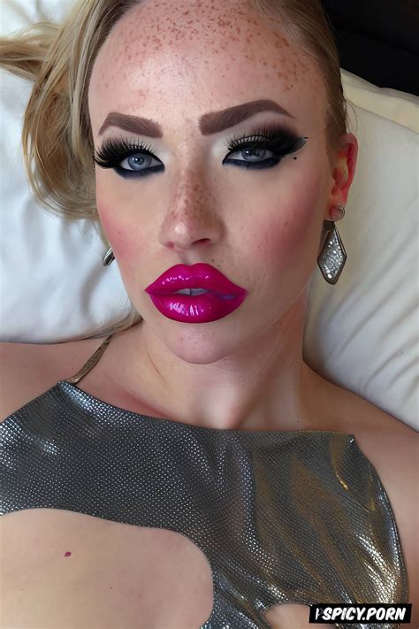 Image Of Pink Lipstick Duck Lips Slut Makeup Freckles Sperm On Face Spicy Porn