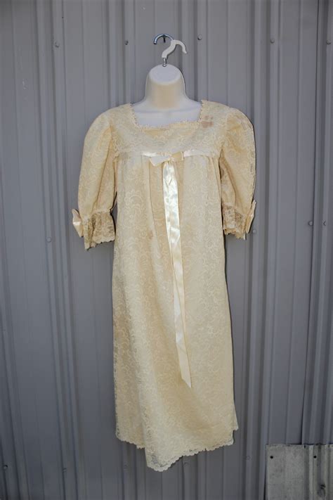 Vintage Lace Goddess Nightgown Lingerie Dress Gown La Gem