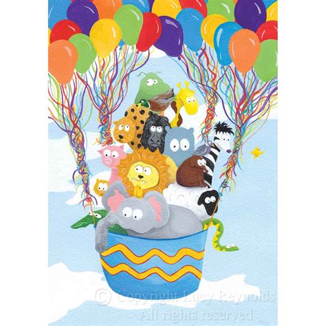 Hot Air Balloon Animals Card - Etsy