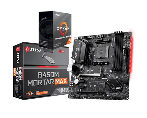 Amd Ryzen 5 3600 6 Core 3 6 Ghz 4 2 Ghz Max Boost Msi B450 Mortar Max Motherboard Bundle