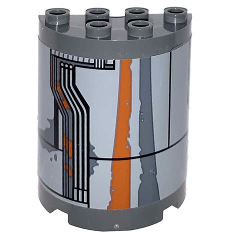 Lego Dark Stone Gray Cylinder X X Half With Circuit Gray