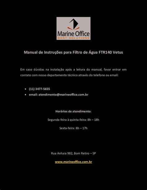 Pdf Manual De Instru Es Para Filtro De Gua Ftr Vetus Por Causa