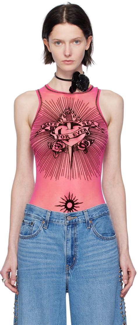 Pink Safe Sex Bodysuit By Jean Paul Gaultier On Sale